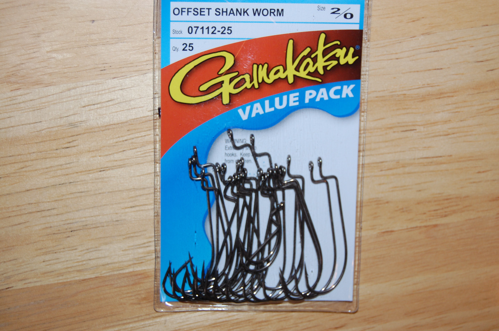 gamakatsu offset shank worm hook size 2/0 hooks 07112-25 value pack bronze
