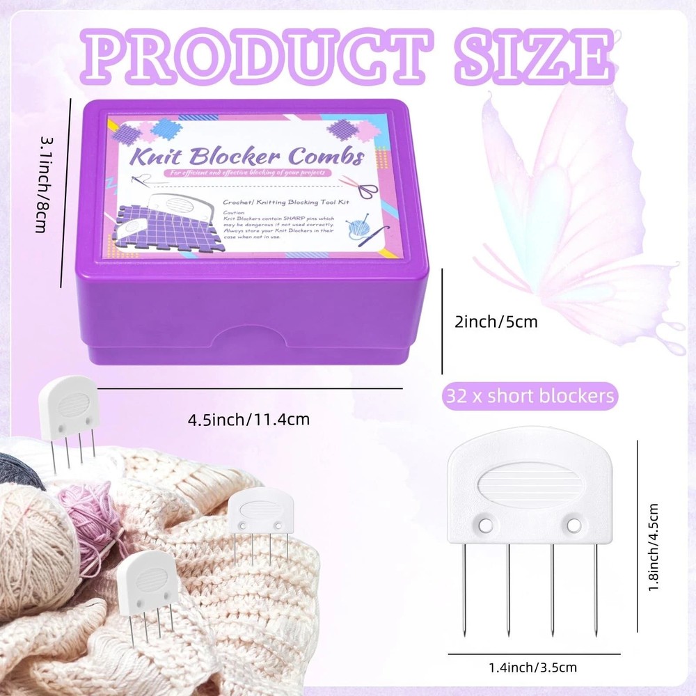 32 Pcs Blocking Combs, Knit Blockers Combs for Blocking, Blocking Pins for Kn...