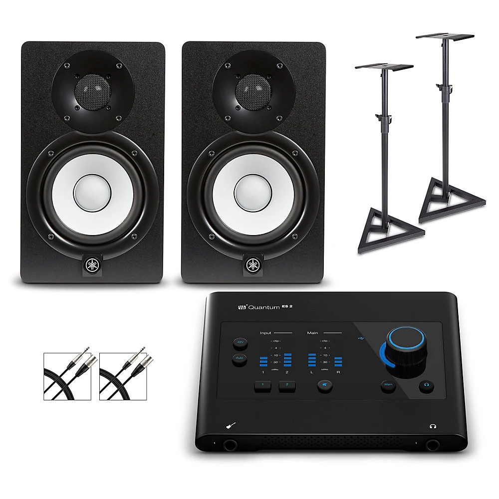 PreSonus Quantum ES4 Audio Interface w/Yamaha Studio Monitors/Cables/Stands HS5
