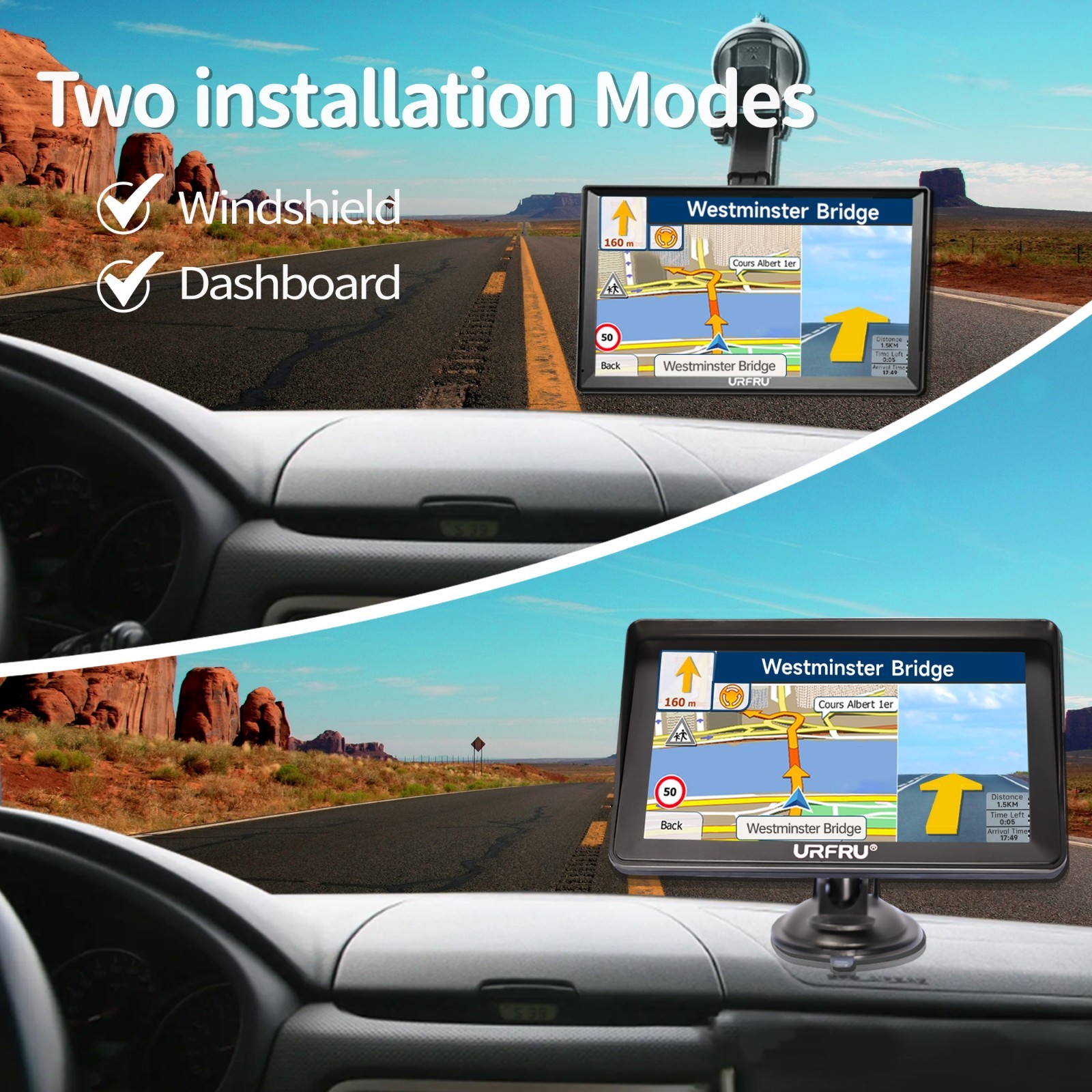 URFRU 7-Inch GPS Navigator for Car Truck RV Pickup-Used-Working Good-Full Acc