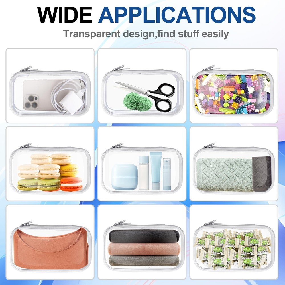 4 pcs Clear Hard Zipper Pouch Case for Storage, Stackable Waterproof Transpar...