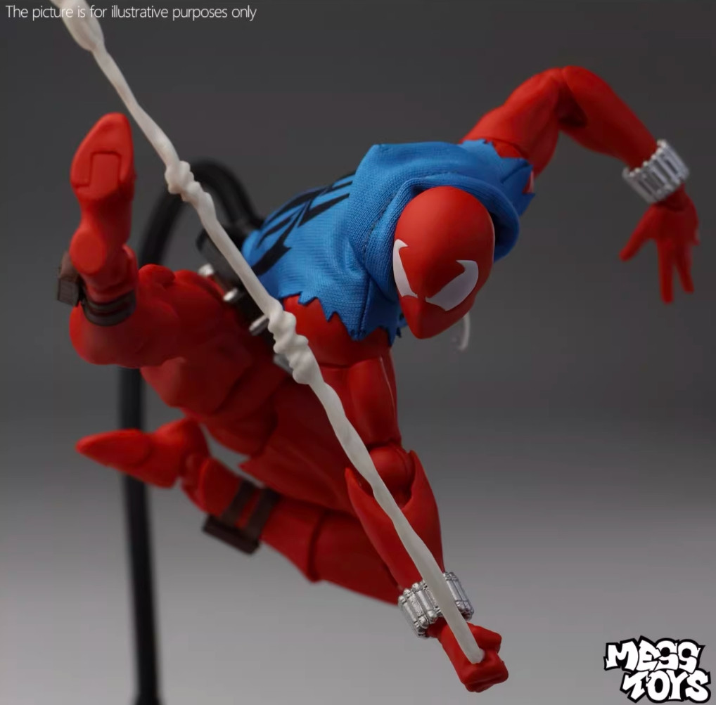 In Stock Mess Toys Spider-Man Scarlet Hero Blue Cloth Battle Suit Action Figure