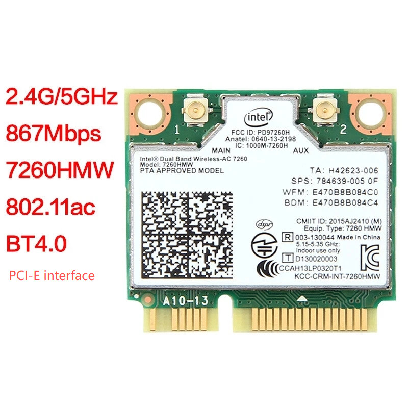 Intel Mini PCI-E interface Dual Band WiFi Network Bluetooth Card 7260HMW  for PC