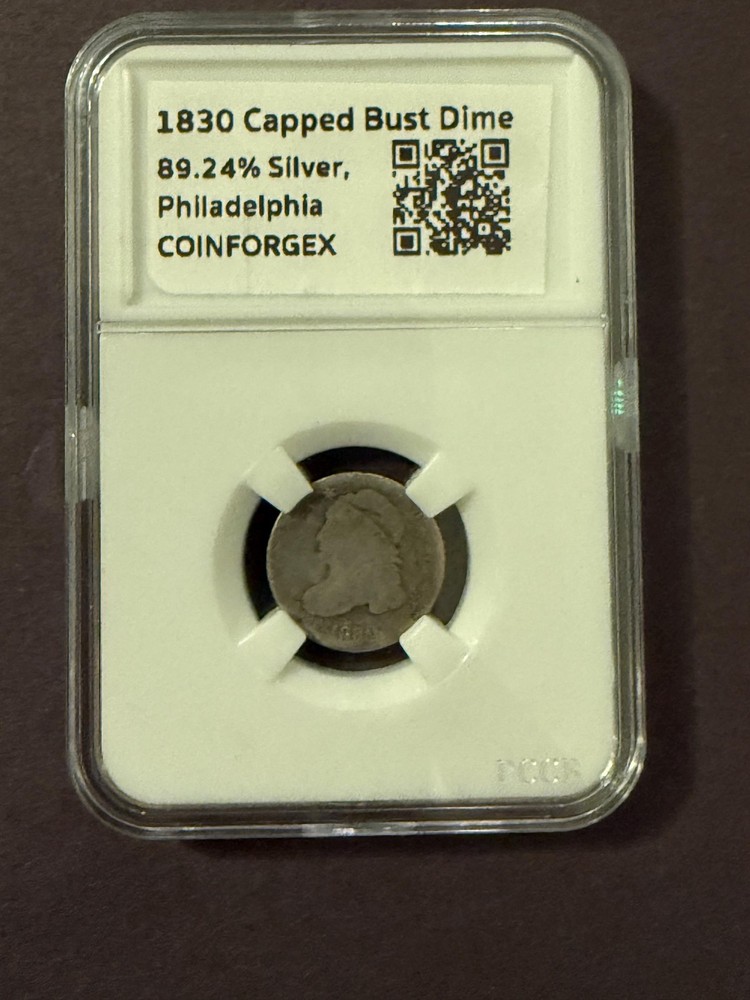 1830 Capped Bust Dime Philadelphia Slabbed Silver US Coin
