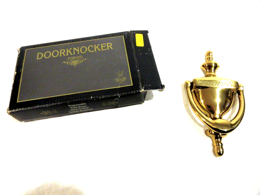 Solid Brass/Engravable/Hand Crafted/Tarnish Resistant Door Knocker in Box
