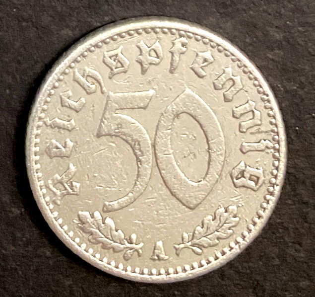 WWII Germany 50 Pfennig 1939-1944 Coin Circulated Historic Wartime Currency Rare