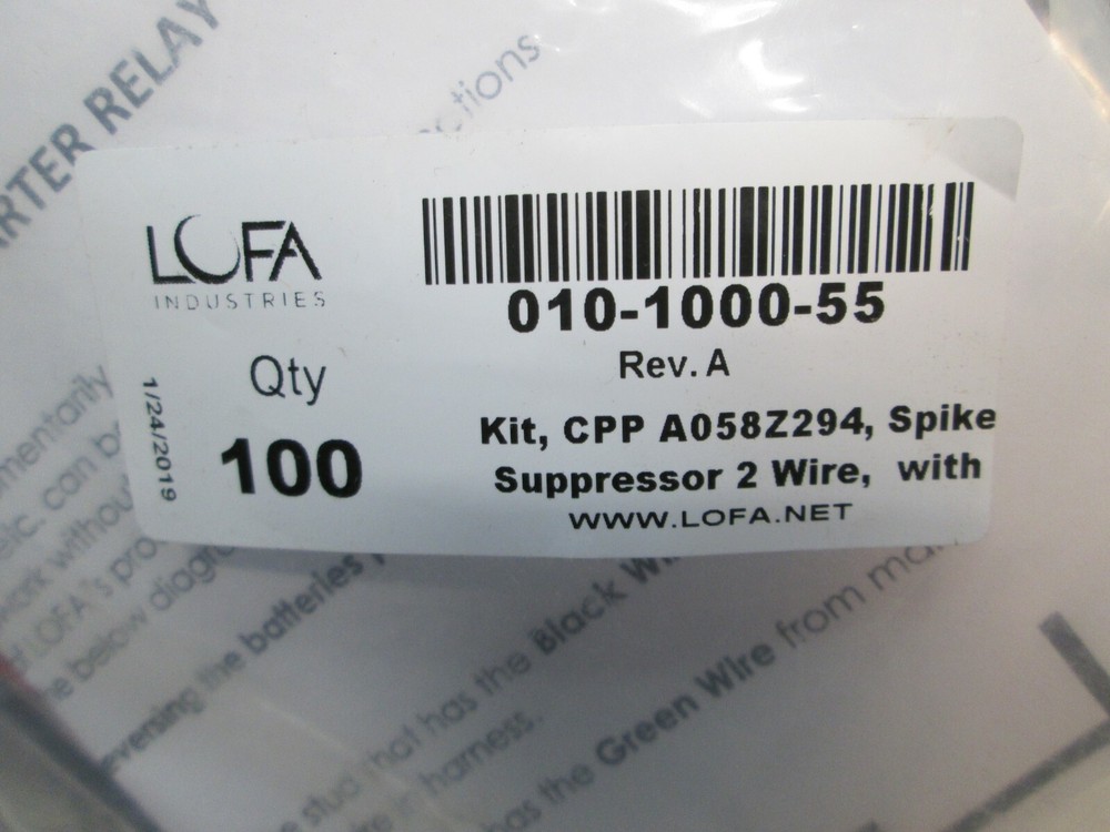 LOFA CPP A058Z294 W/ SPIKE SUPPRESSOR DIODE FOR STARTER RELAY 2 WIRE KIT NEW