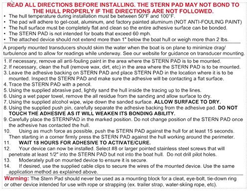 Stern Pad Jumbo Black- 3D Scan Transducer Mounting Kit (No Screwing into Boat)