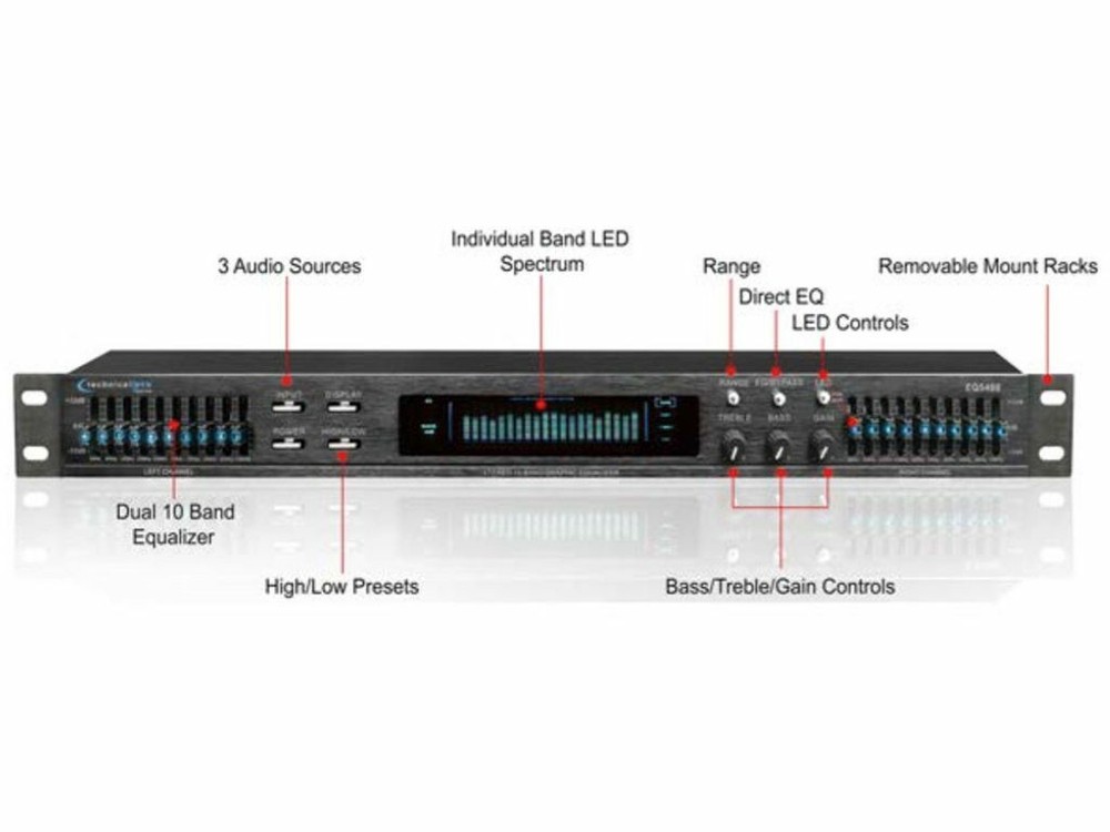 Technical Pro EQ5400 Professional Dual 10-Band Equalizer