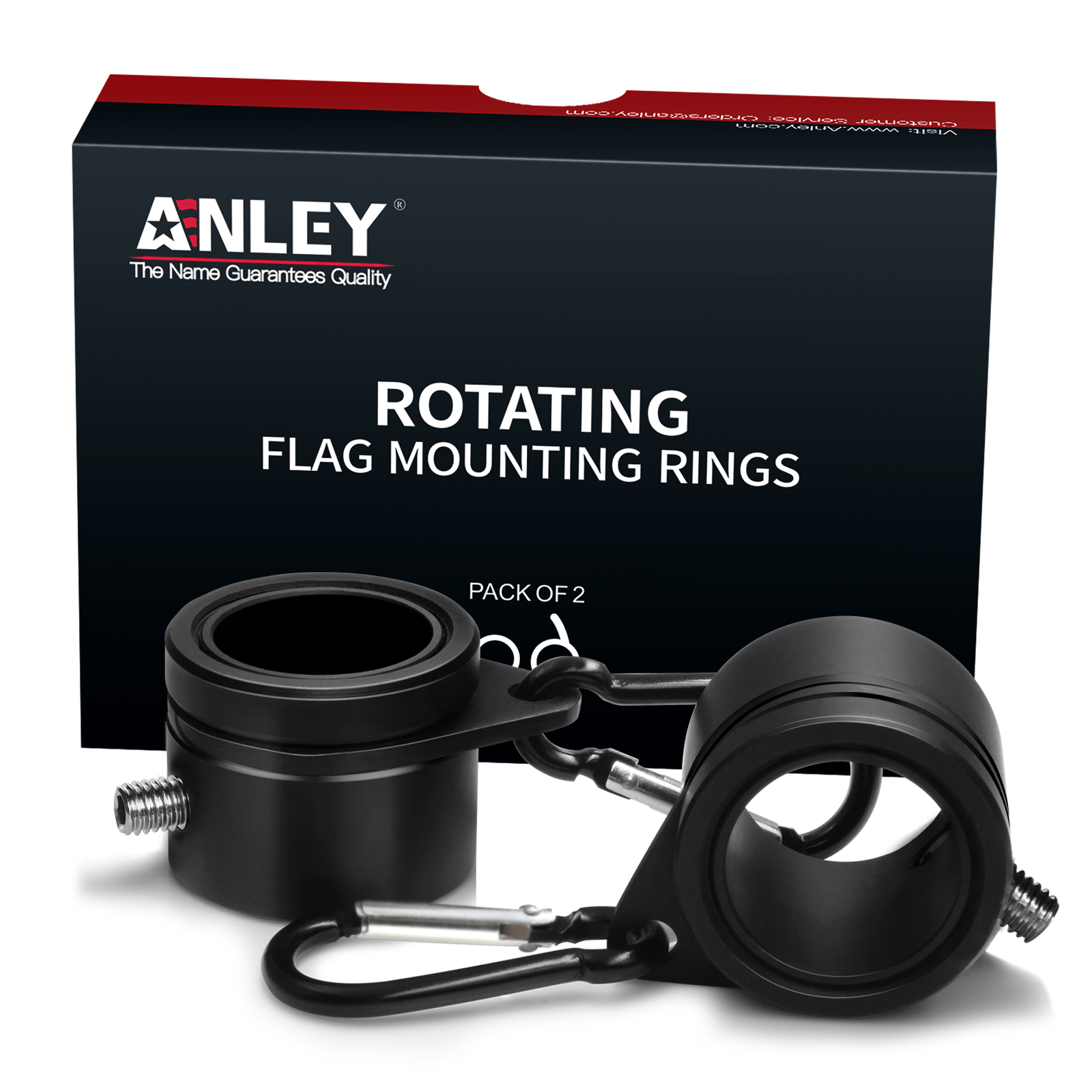 Anley 2pcs 1.26" Aluminum Flag Pole Mounting Rings Anti Wrap 360° Rotatable Ring