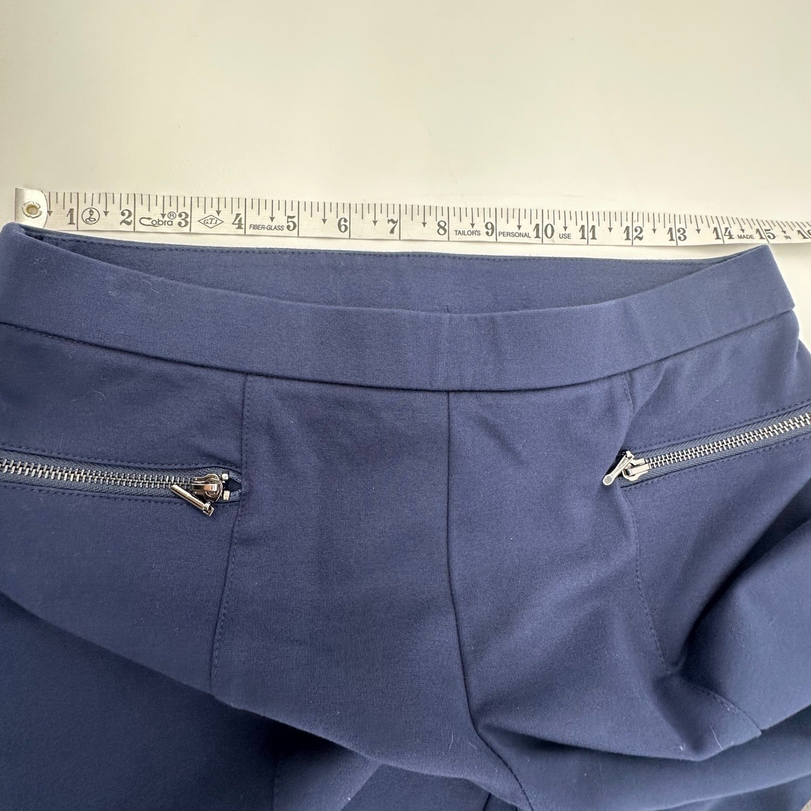 Chicos Women Pull On Pants Dark Blue Zippers Slim Leg Career Stretch Size 0 US 4