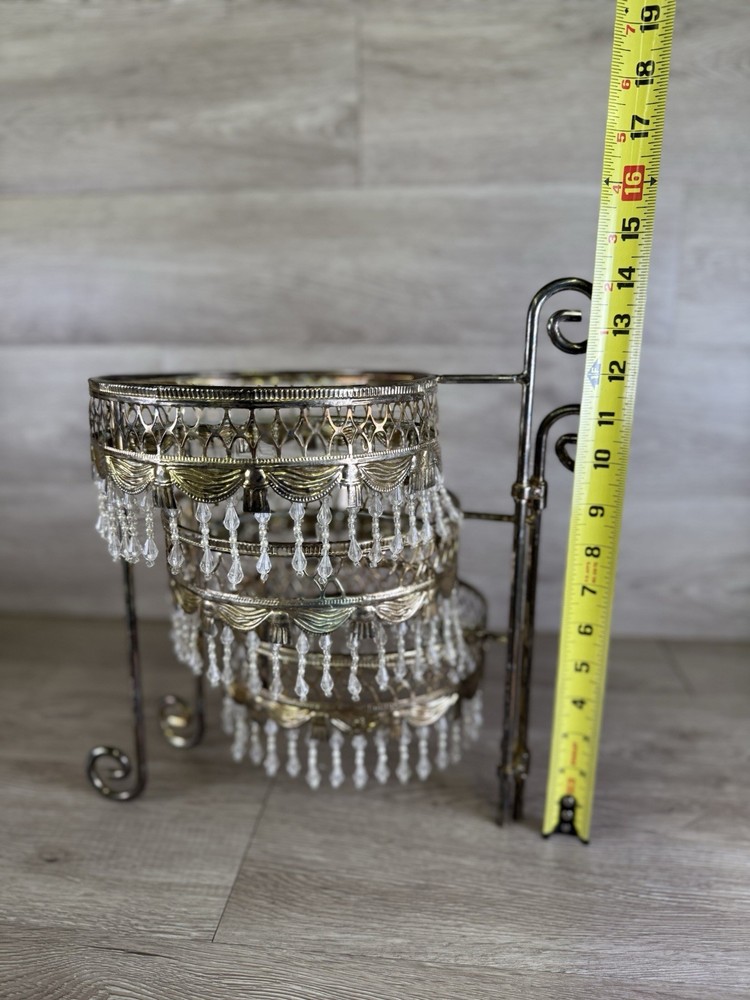 VTG Davco Silver Ltd. Three Tier Beaded Dessert Platform Beaded