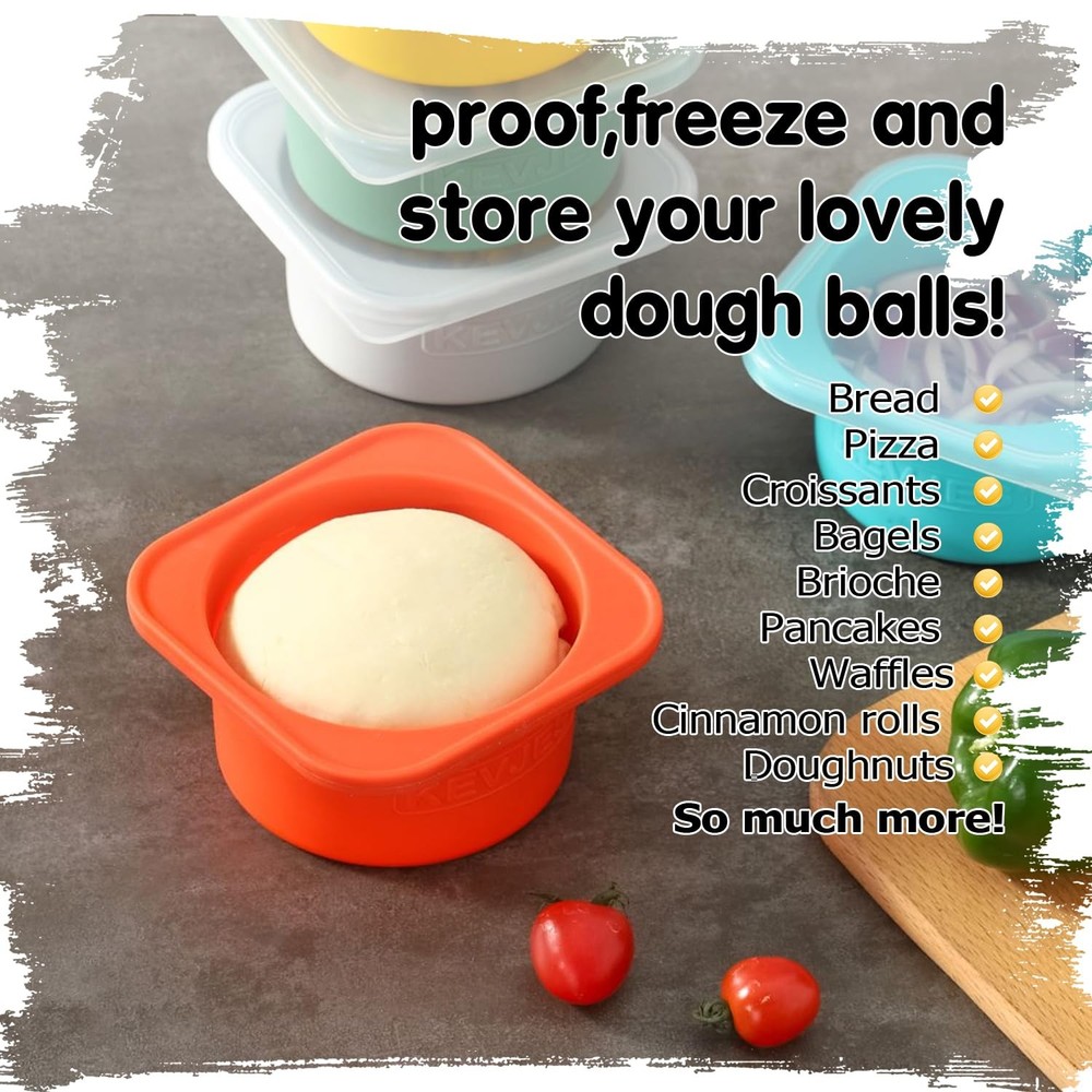 Stackable Silicone Artisan Pizza Dough Proofing Proving Containers with Lids-...