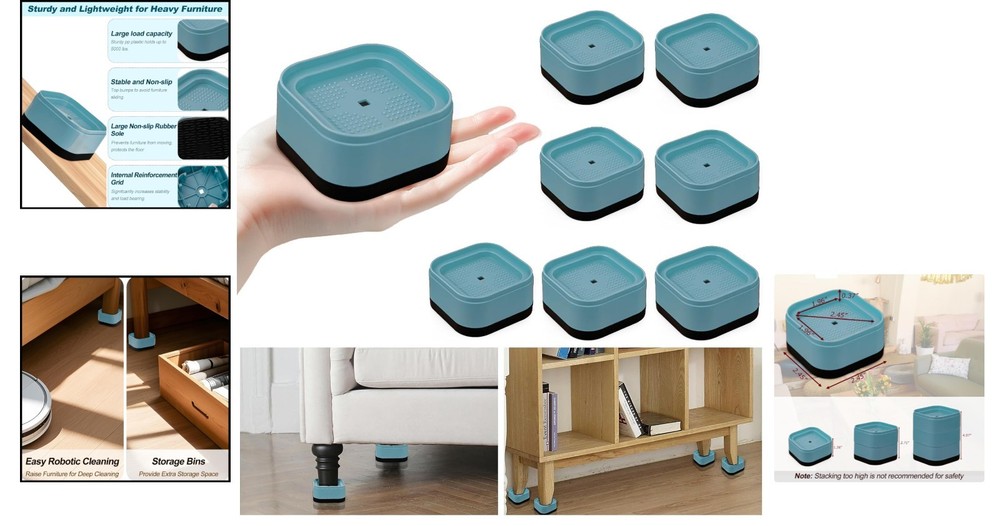 8 Pack Furniture Risers, Adjustable Bed Risers Heavy Duty Stackable Bed Raisers