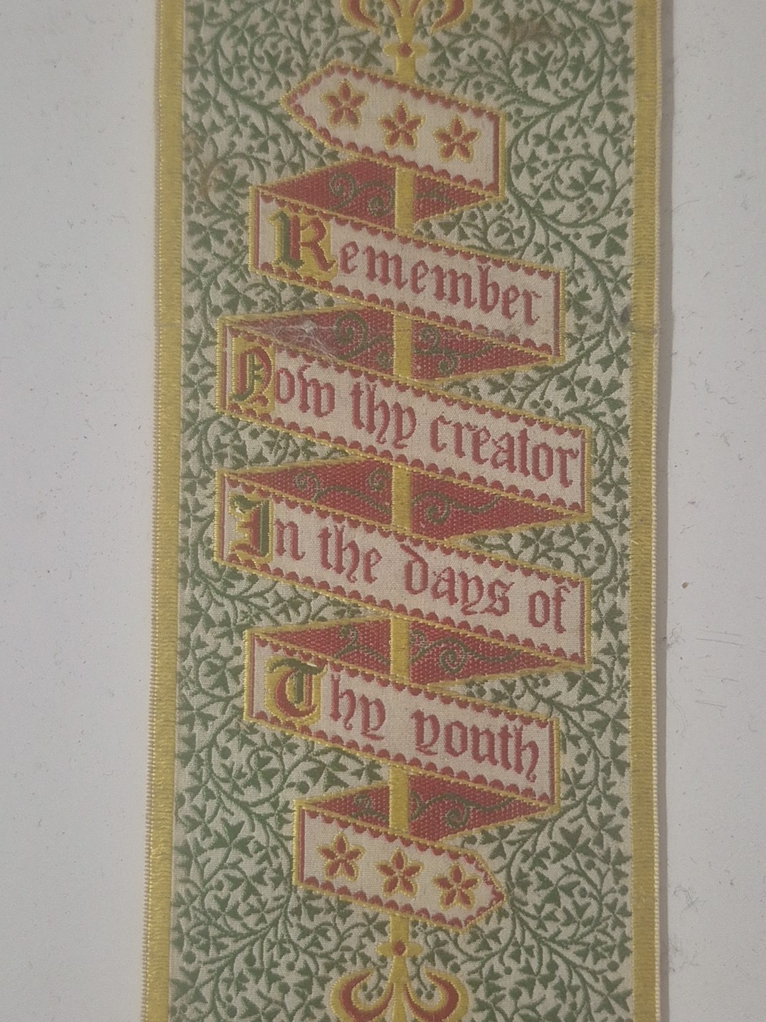 1880s-90s T. Stevens Coventry SILK Bookmark Ecclesiastes 12:1