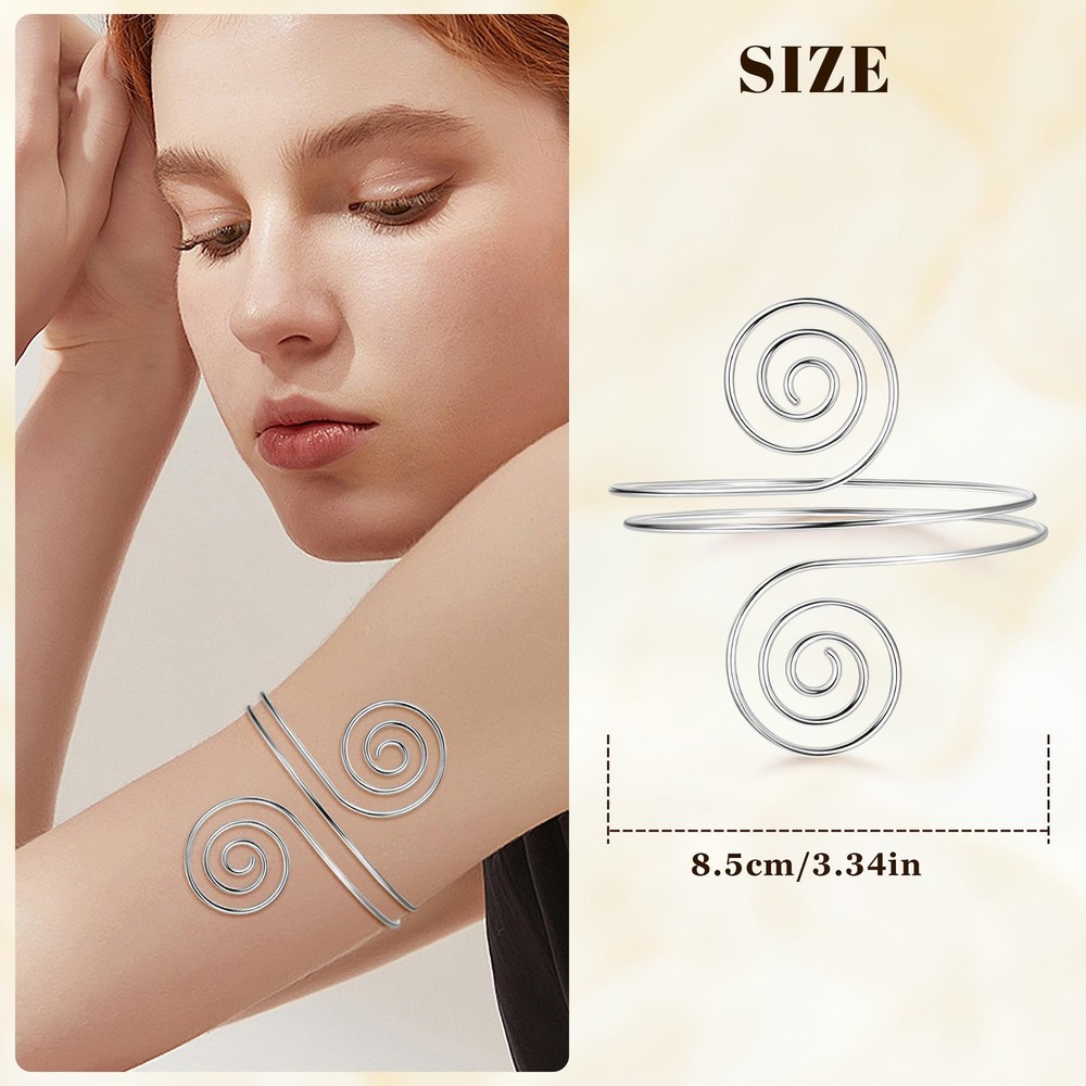 NICEIGHT 3Pcs Arm Cuff for Women Open Upper Bangle Silver-Style1