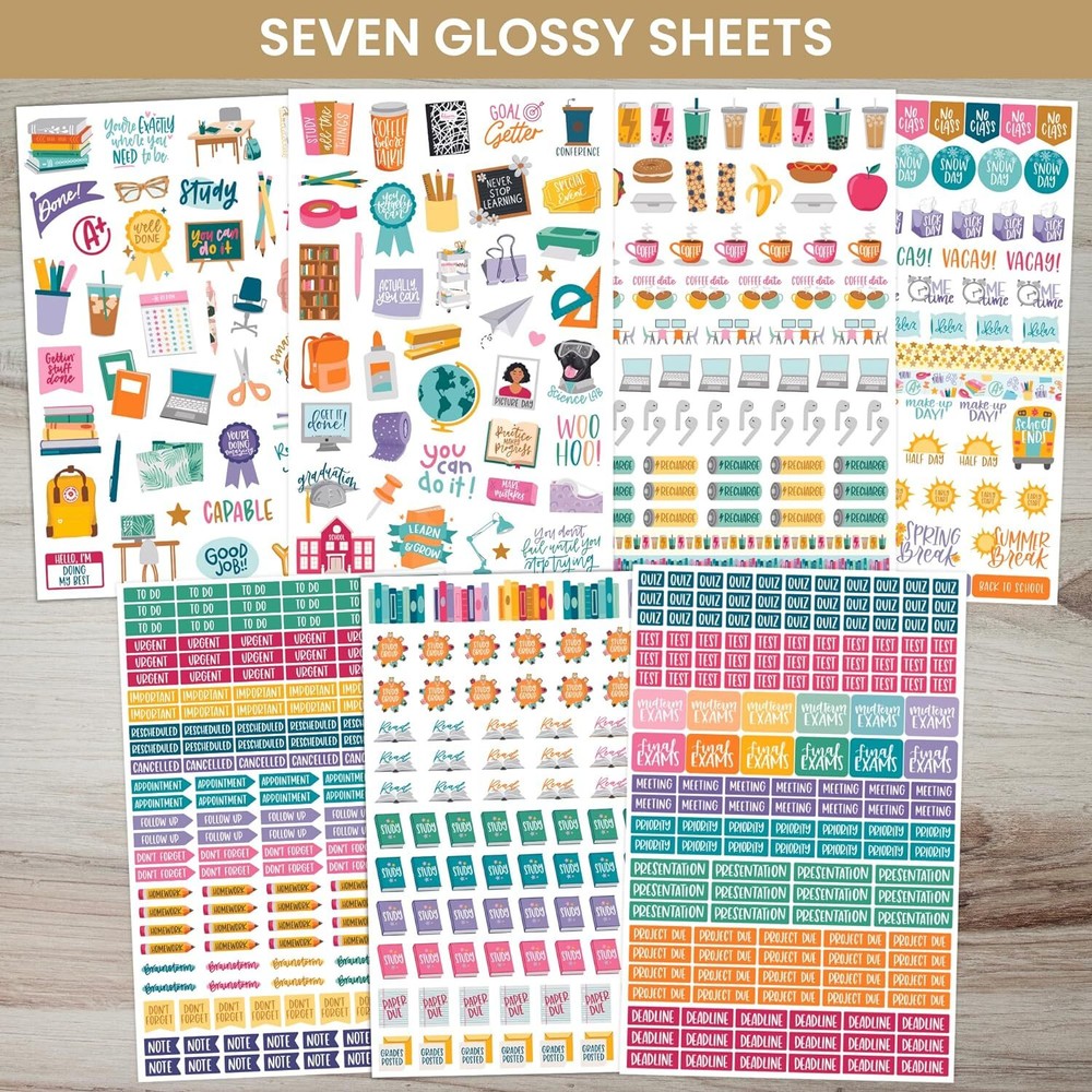 bloom daily planners Student Planner Stickers - 8 Sheets / 672 Multi
