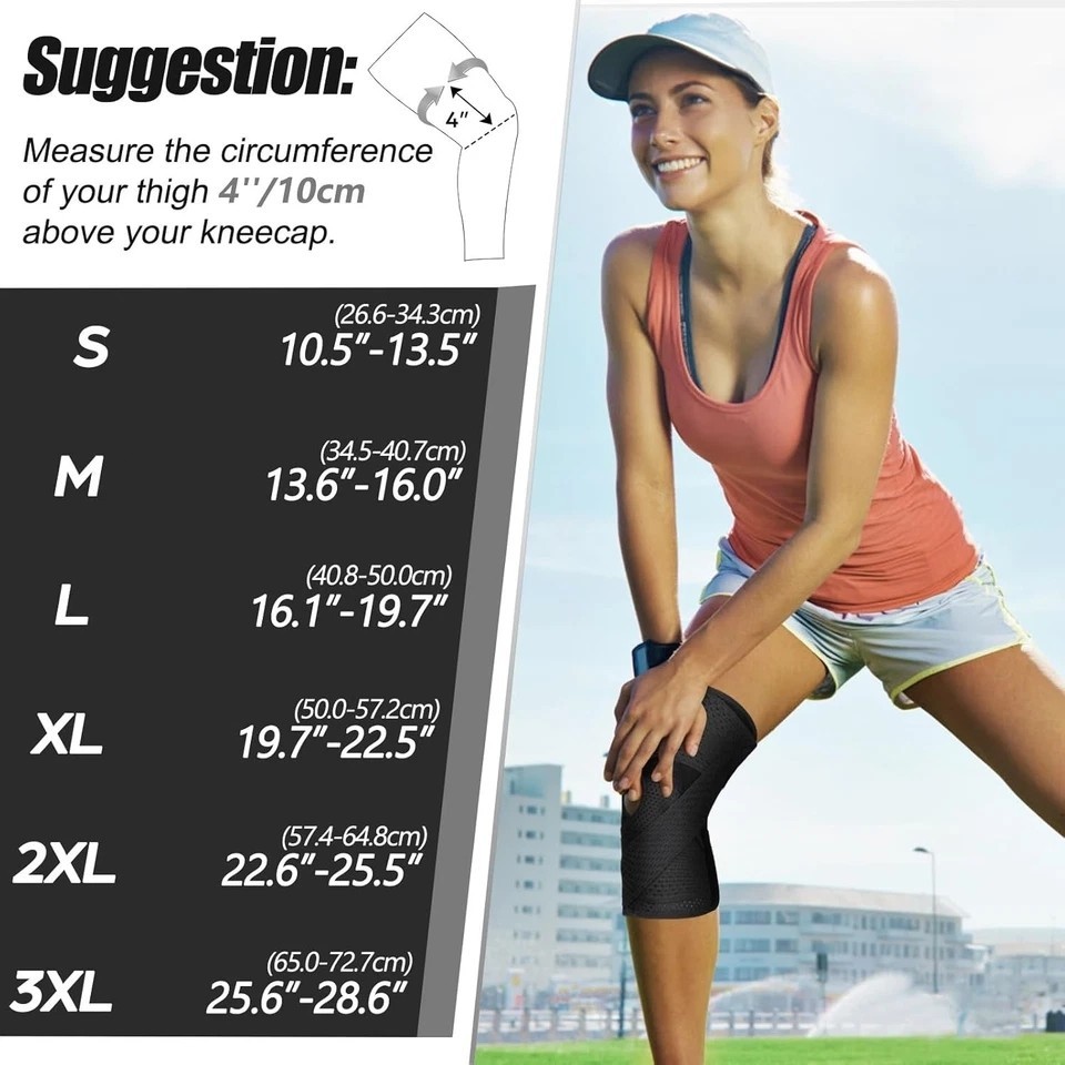 Black Knee Brace Compression Sleeve Joint Support Open Patella Stabilizer Wrap