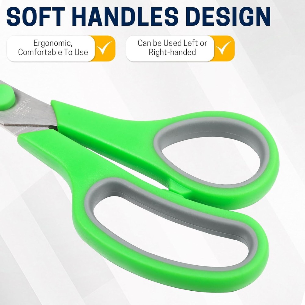 3-Pack 8" Heavy Duty Scissors with Sharp Blades for Crafts