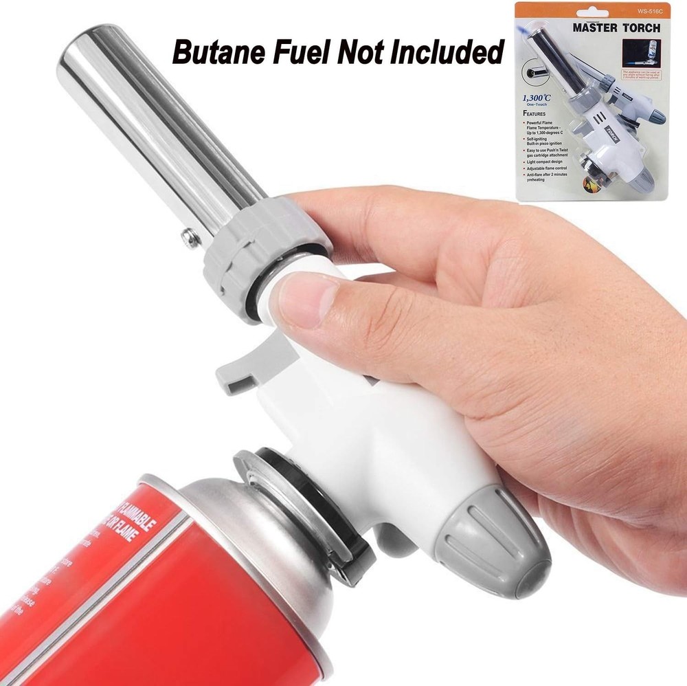 FunOwlet Butane Torch, Reverse Use Culinary Kitchen Blow White and Silver