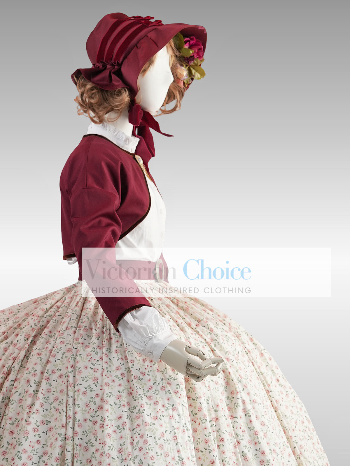 Victorian Southern Belle 19th Century Floral Dress Garden Theater Clothing 2402