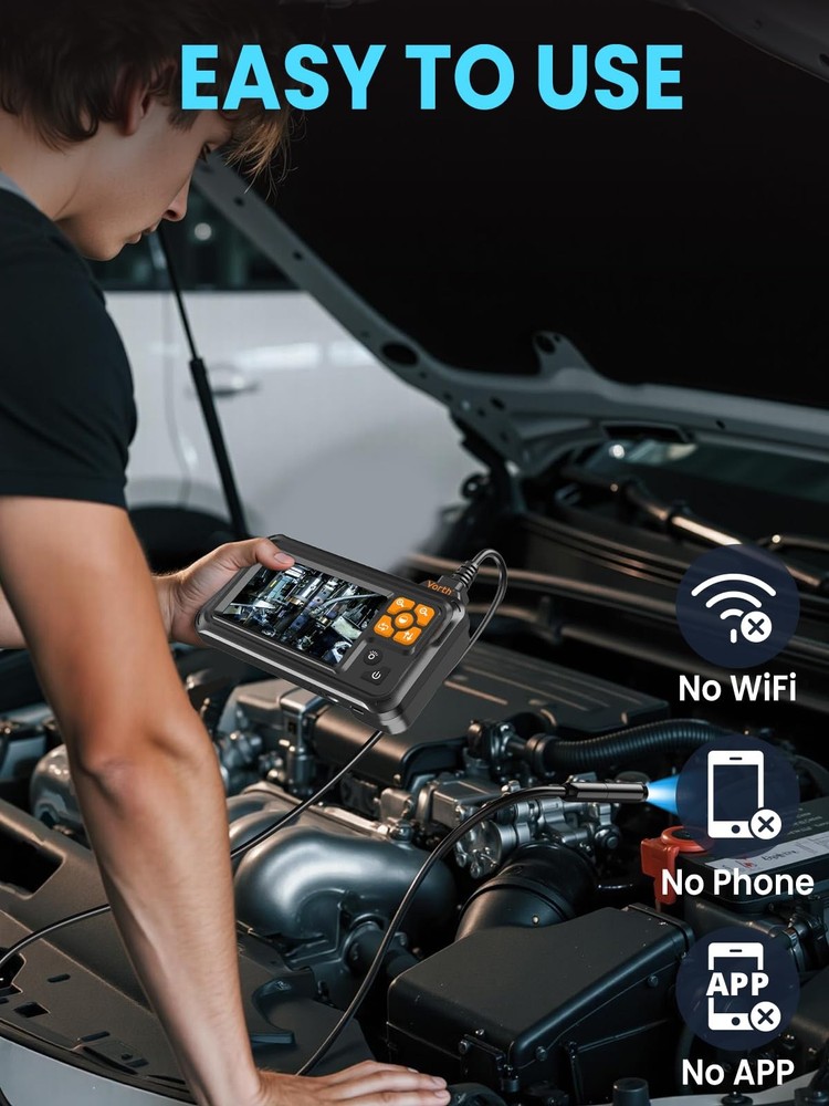 Endoscope Camera with Light, 4.3" IPS Screen 1080P Borescope with 8 LED Light...