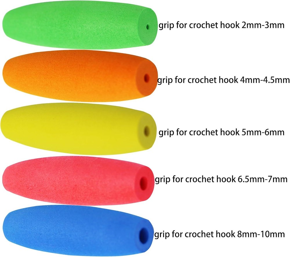 5PCS Crochet Hook Grips Set Ergonomic Crochet Hook Handle Multi-Size E...