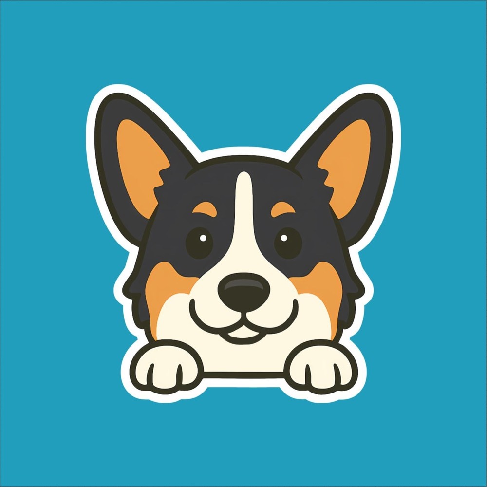 Corgi (Black Tri) Peeking Sticker