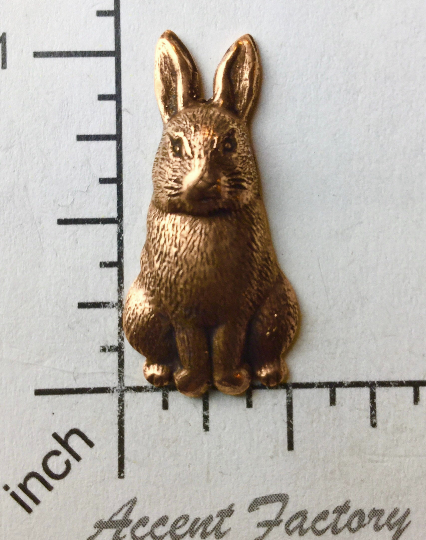 42135 - 2 Pc Sitting Rabbit Jewelry Finding Copper Oxidized