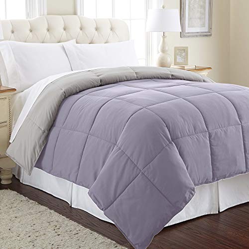 Down Alternative Microfiber Quilted Reversible Full/Queen Amethyst/Silver