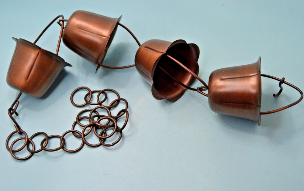 Copper-tone 4 bell shaped rain chain