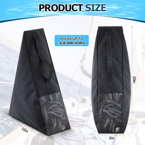 Boat Anchor Storage Bag Triangular Rope Heavy Duty Nylon Ventilation Mesh