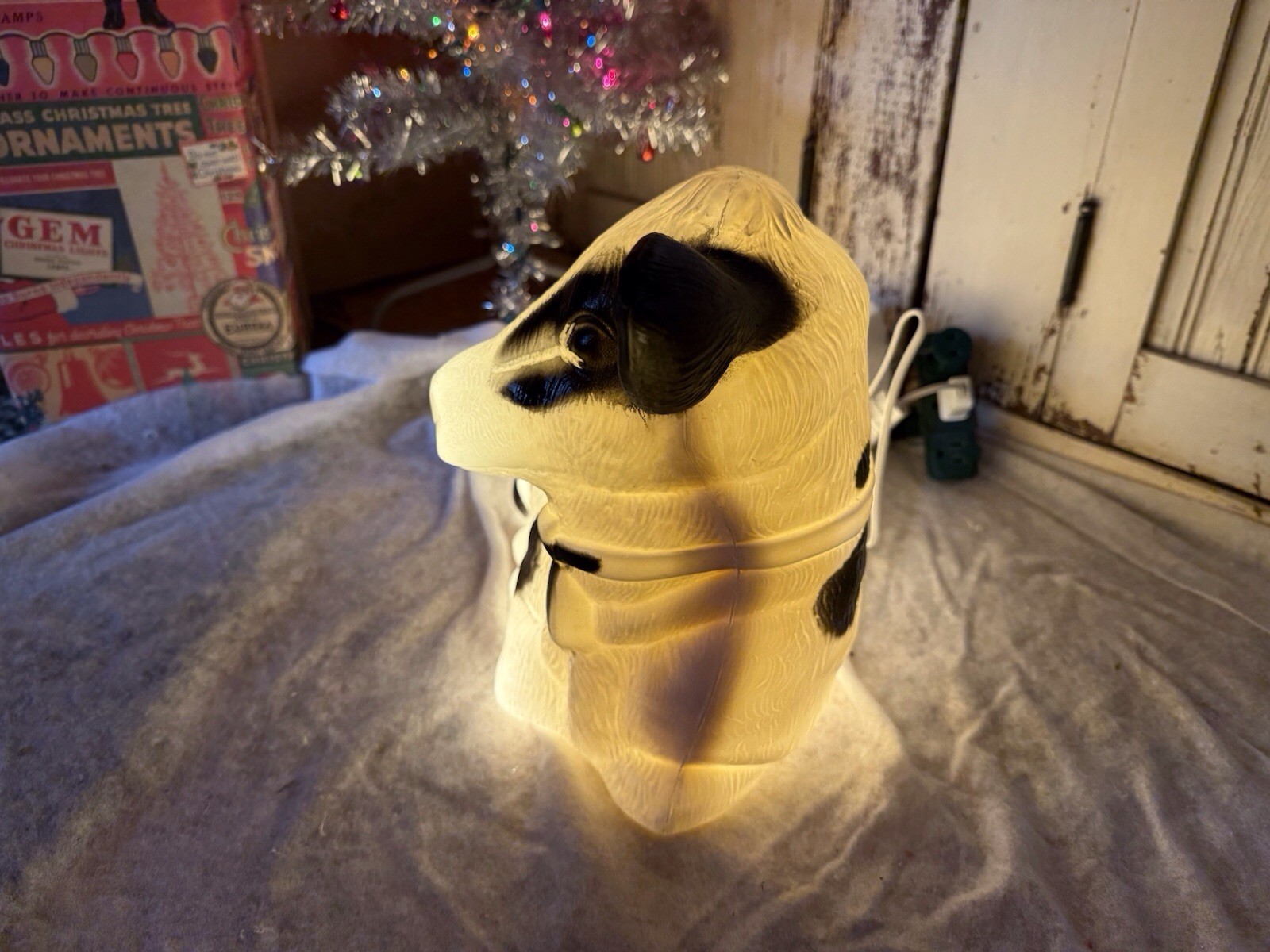 Blow Mold Cow Light Up Union Products New Nativity Black And White