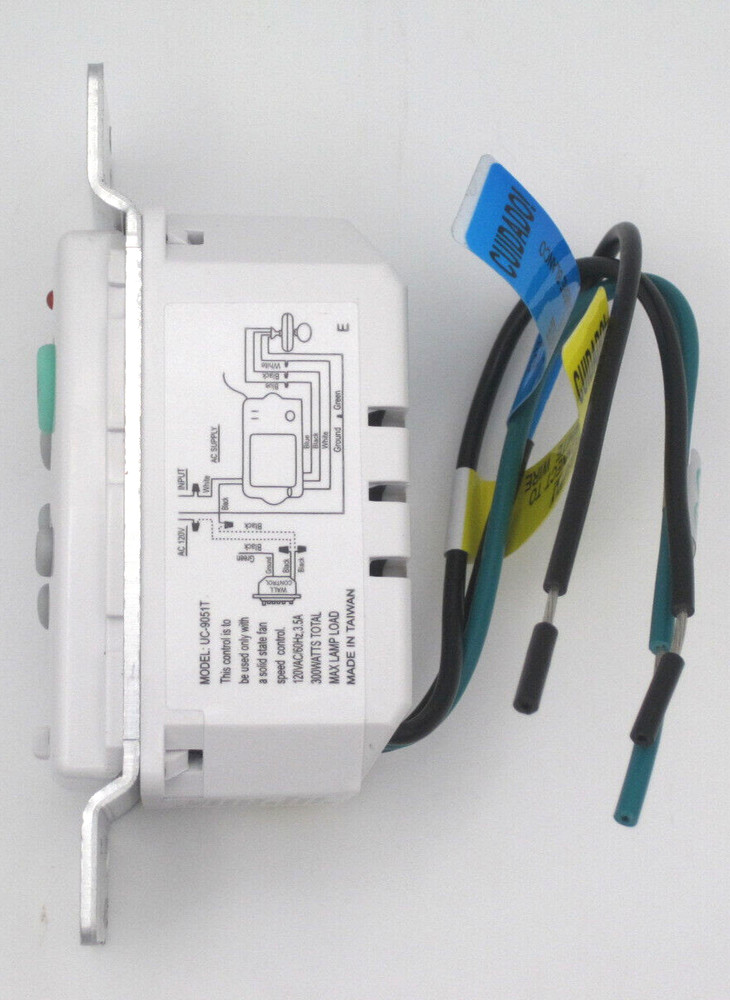 CHQ9051T Ceiling Fan Remote Wall Control, 3 Speed, Reverse, Single Light