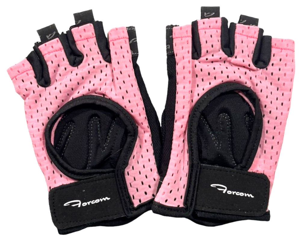 Forcom Lightweight Workout Gloves - 1 Pair - Breathable - Pink - Medium - NEW