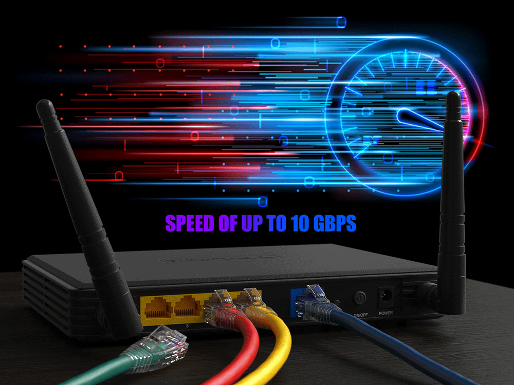 10ft Cat6 Ethernet Patch Cable with Clear Boot, UTP, Pure Bare Copper, Blue