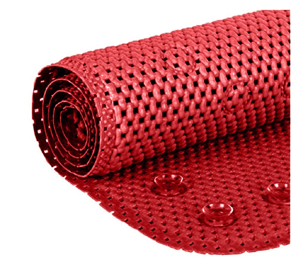 36x17 Deluxe Soft Non Slip Bath Mat Machine Washable Red Rectangular Design