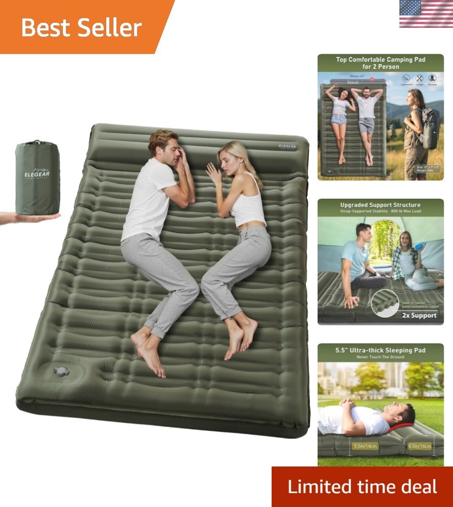 CumbreX Double Sleeping Pad for Camping, 5.5" Ultra-Thick Inflatable Camping ...