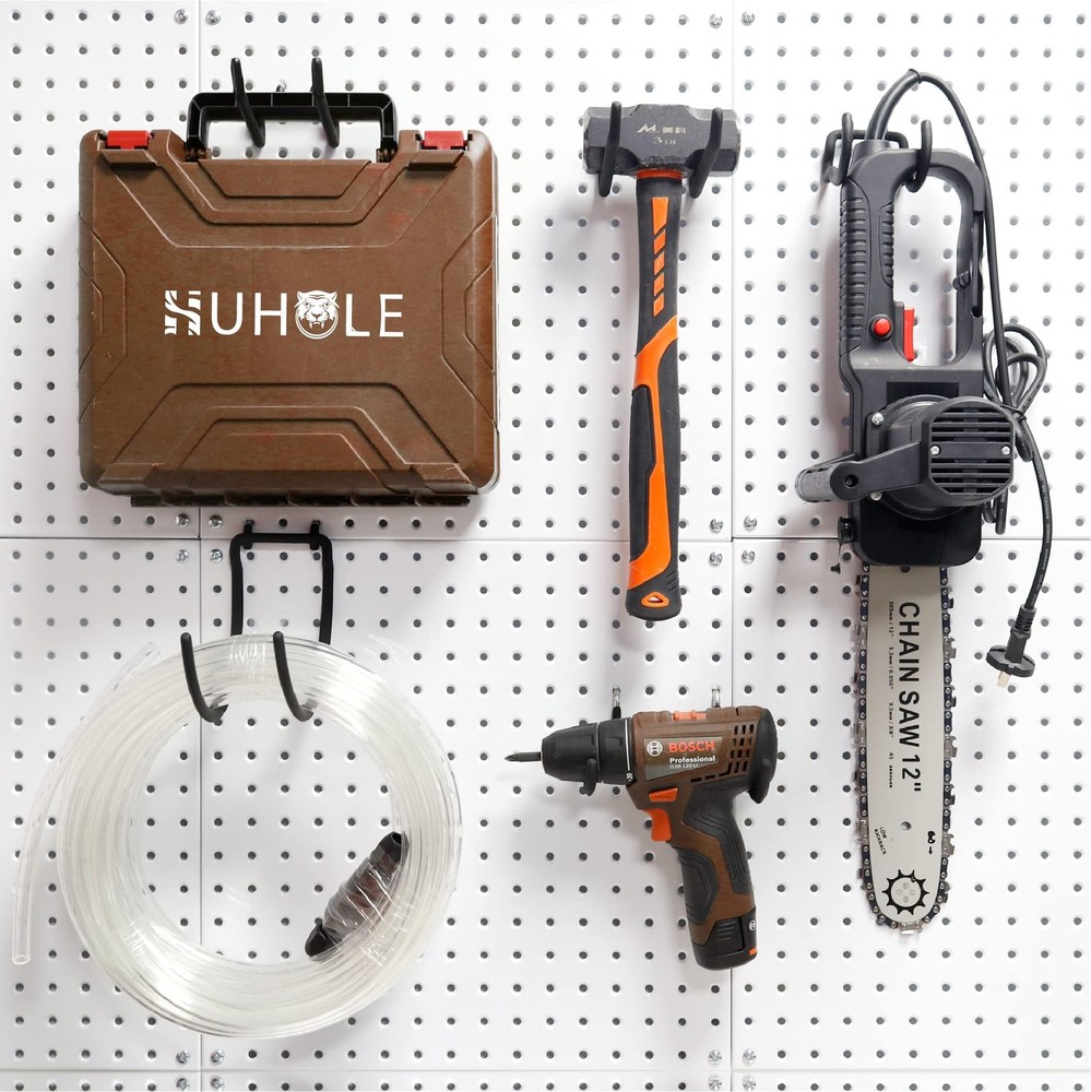 10-Pack Heavy Duty Pegboard Hooks for Power Tools - Garage Storage Solution