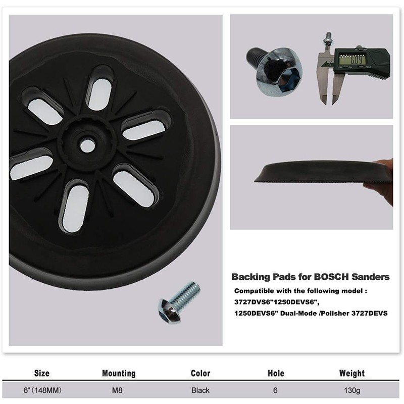 2Pcs 6" 6-Hole Hook&Loop Sander Pad For Bosch RS6045 3727DVS 3727DEVS GEX150