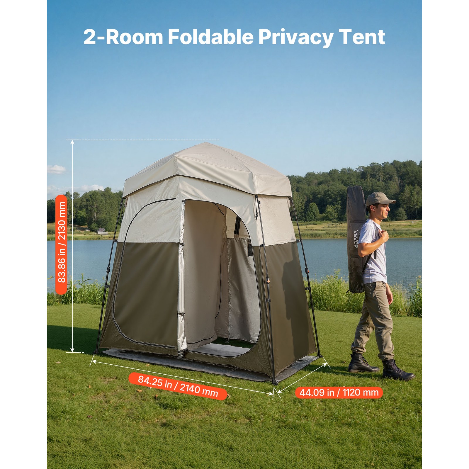 Uimoso Portable Privacy Tent for Camping, Shower, and Changing with Dual Rooms