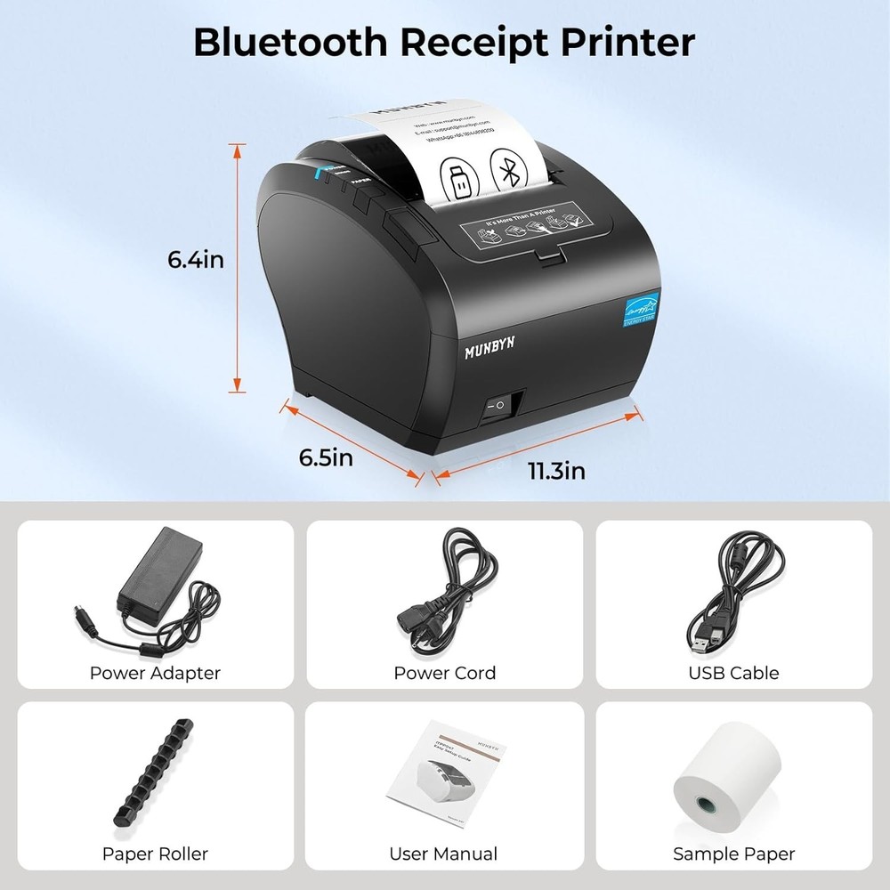 Bluetooth Thermal Receipt Printer P047, 80mm POS Printer, Thermal Printer