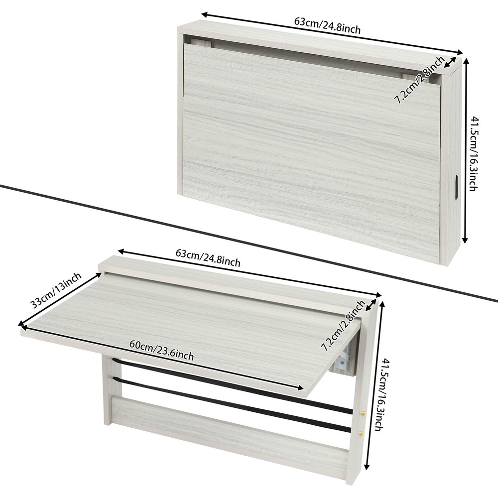 Folding Table Wall Mounted Folding Table Study Table Space Saving 23.6*13 in