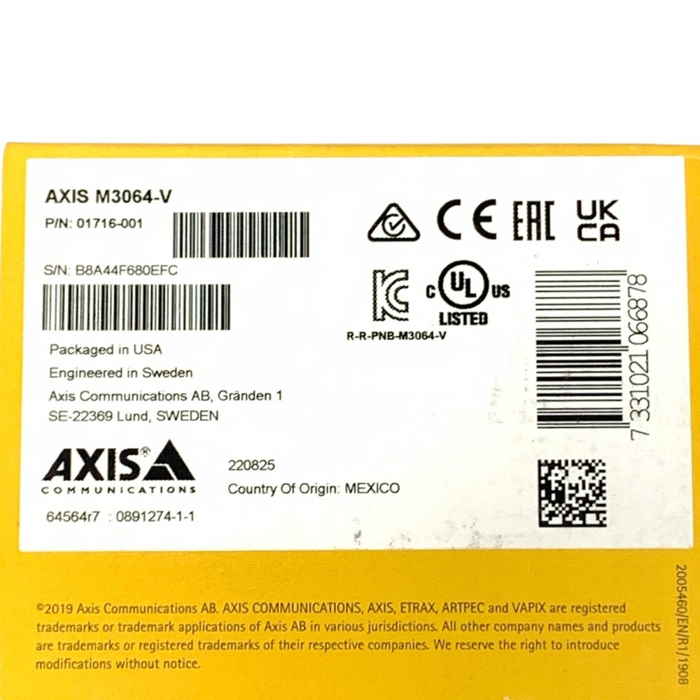 Axis M3064-V Fixed Dome Network Camera