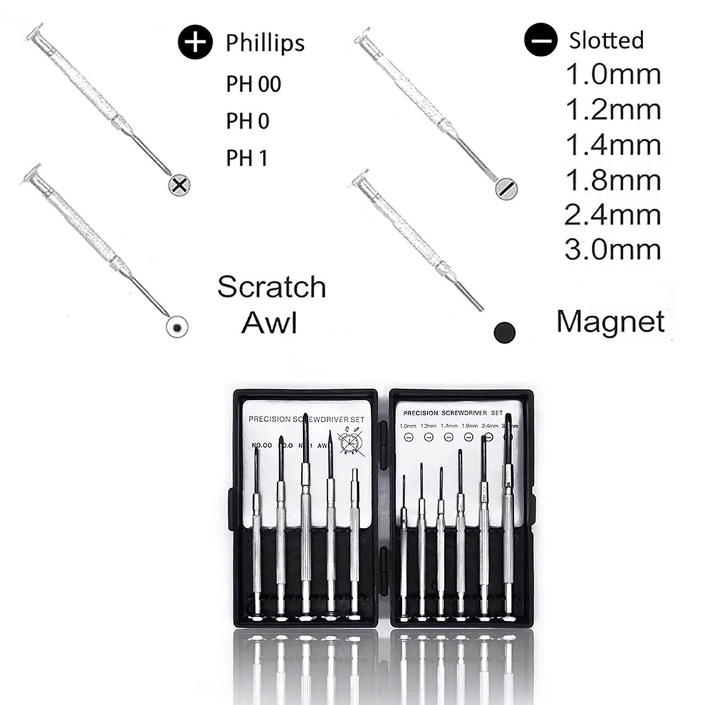 11PCS Mini Precision Screwdriver Set, Small Tools with 11 Size Flathead and P...