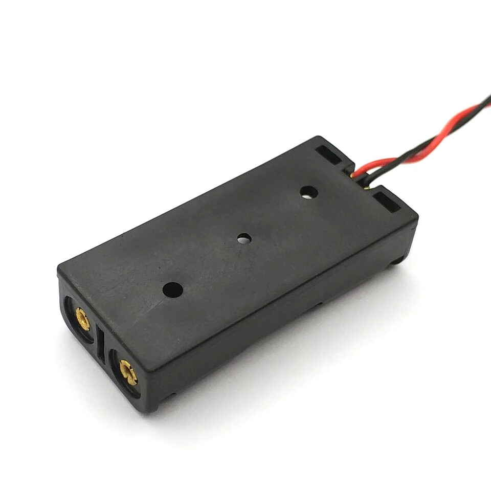 2x 2-AAA Slots Battery Spring Clip 3V Holder Case Plastic Storage Box + Wires