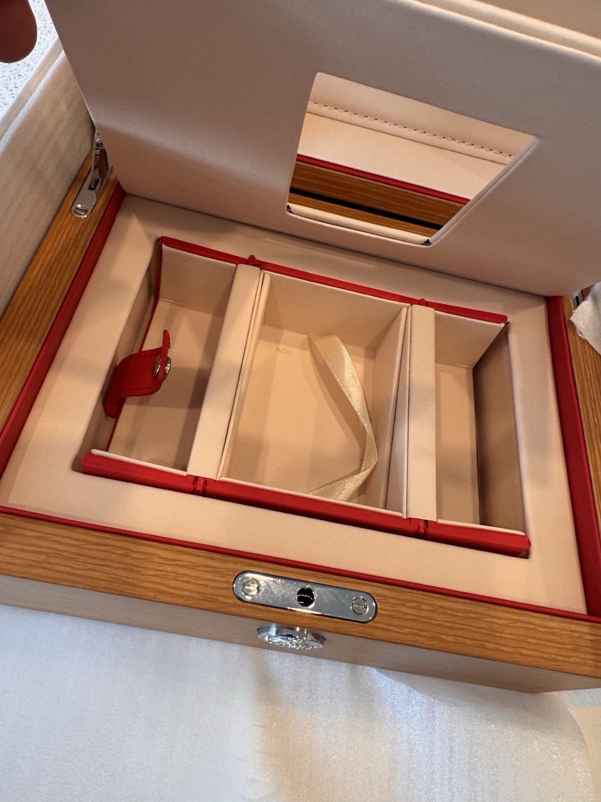 Omega Wooden Lux Watch Box Replacement Manual And Red Travel Case Fast Ship