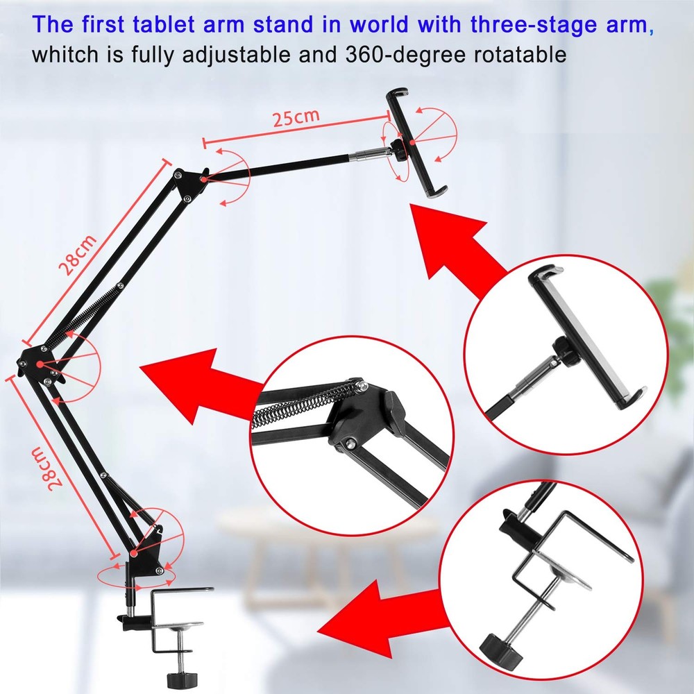 Adjustable Tablet Stand Foldable Aluminum Holder 360 Rotation