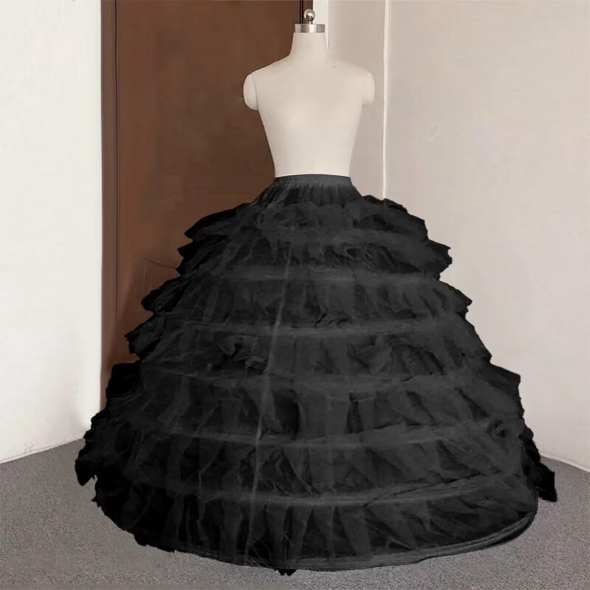 Full 6 Hoop Skirt Floor Length Crinoline Underskirt Wedding Dress Petticoat