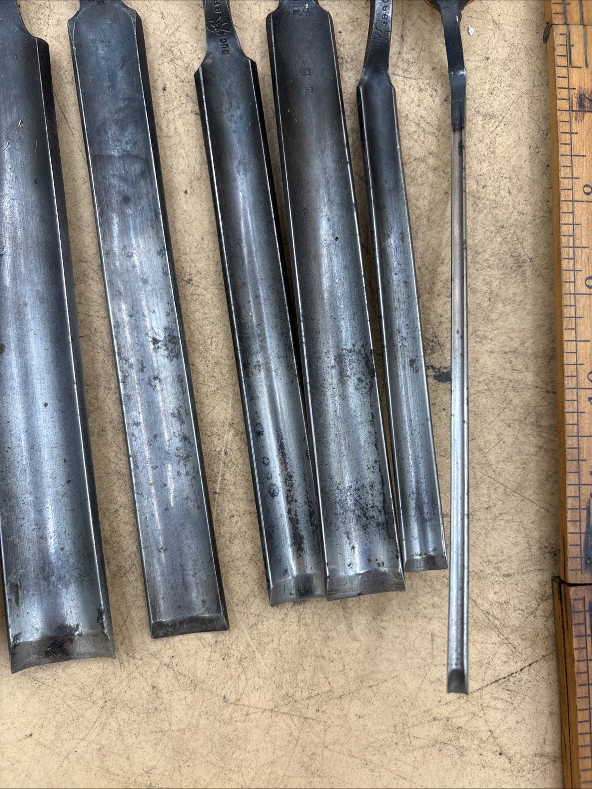 Buck Bros Vintage Lot of 8 Crank Neck Gouge Chisels Wood Carving